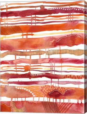 Framed Tangerine Stripes I Print