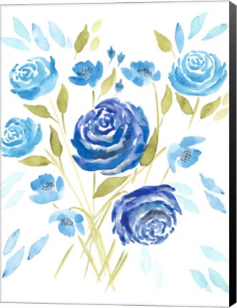 Framed Cerulean Blooms II Print