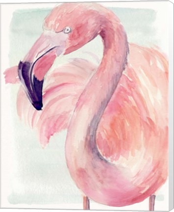 Framed Pastel Flamingo I Print