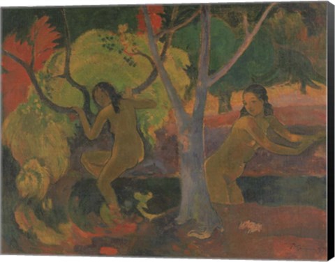 Framed Bathers at Tahiti, 1897 Print