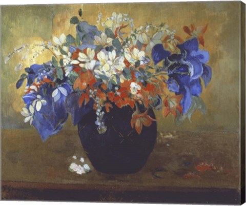 Framed Vase of Flowers, 1896 Print