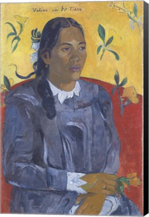 Framed Vahine No Te Tiare (Woman with a Flower), 1891 Print