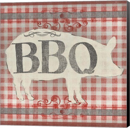 Framed Gingham BBQ I Print