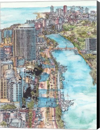Framed US Cityscape-Miami Print
