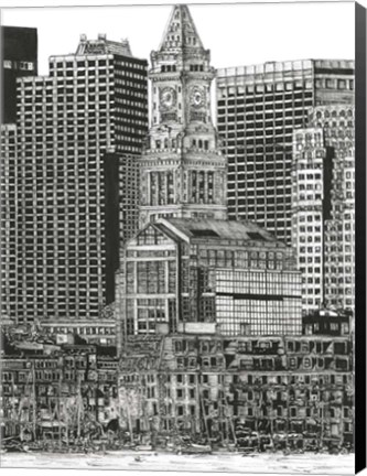 Framed B&amp;W Us Cityscape-Boston Print