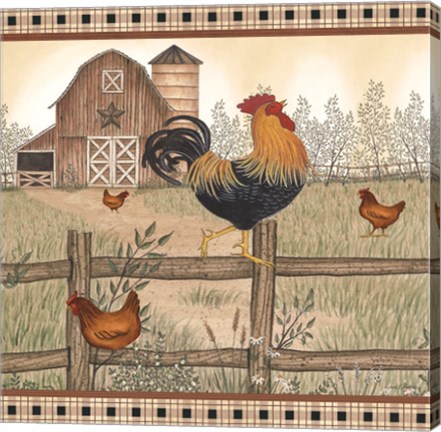 Framed Rustic Farm Rooster Print