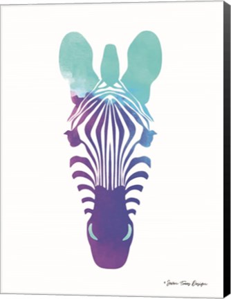 Framed Violet and Teal Zebra Print