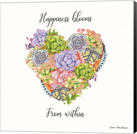 Framed Happiness Blooms Succulents Print