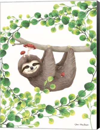 Framed Hanging Around Sloth I Print