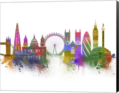 Framed London Skyline Rainbow Bright Print