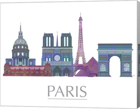 Framed Paris Skyline Coloured Buildings Print