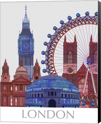 Framed London Landmarks , Red Blue Print