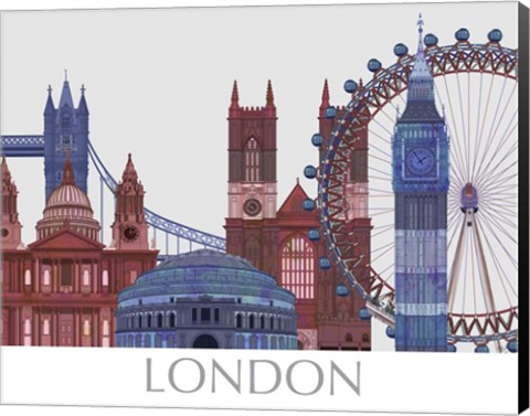 Framed London Landmarks , Red Blue Print