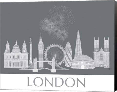 Framed London Skyline Monochrome Print