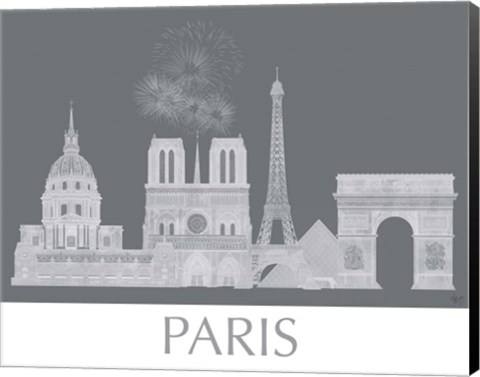 Framed Paris Skyline Monochrome Print