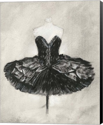 Framed Black Ballet Dress I Print