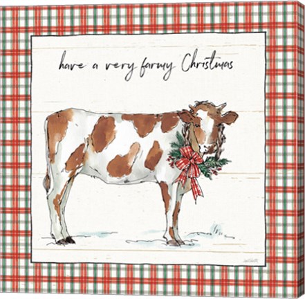 Framed Holiday on the Farm III Plaid Print