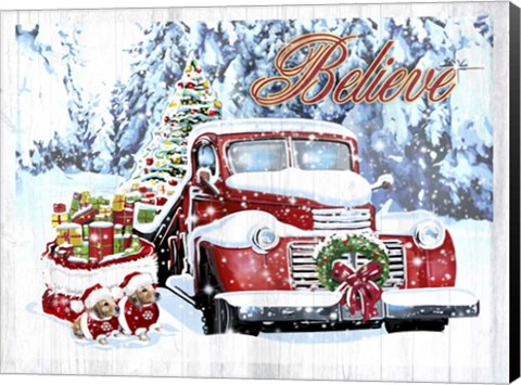 Framed Red Truck Christmas Print