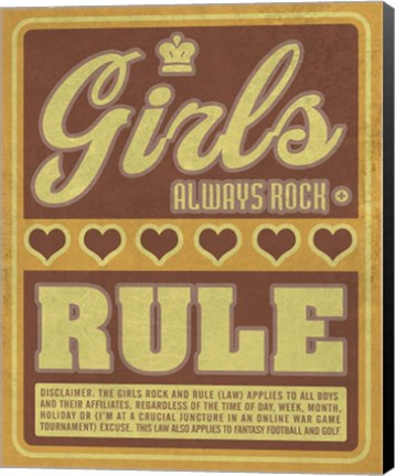 Framed Girls Always Rock and Rule Print