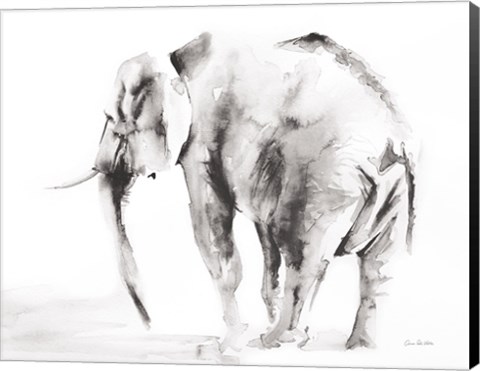 Framed Lone Elephant Gray Crop Print