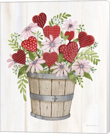 Framed Rustic Valentine Bushel Basket Print