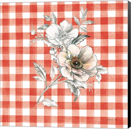 Framed Sketchbook Garden VII Red Checker Print