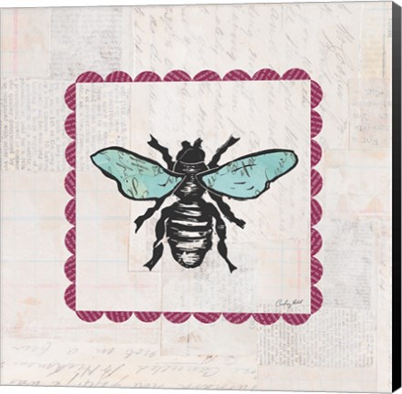 Framed Bee Stamp Bright Print