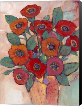 Framed Poppies in a Vase II Print