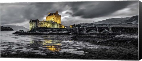 Framed Fairytale Castle Twilight Panorama 2 Black Print