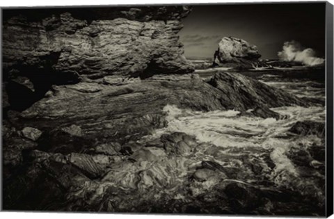 Framed Corona Coast Sepia Print