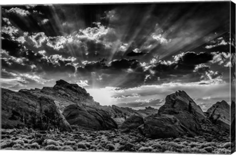 Framed Valley Of Fire 3 Black &amp; White Print