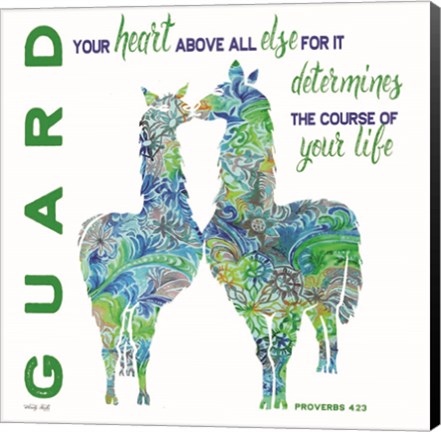 Framed Guard Your Heart Llamas Print