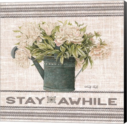 Framed Galvanized Peonies Stay Awhile Print