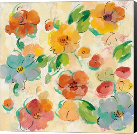 Framed Playful Floral Trio III Print