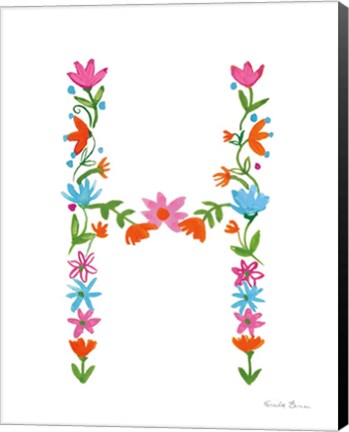 Framed Floral Alphabet Letter VIII Print