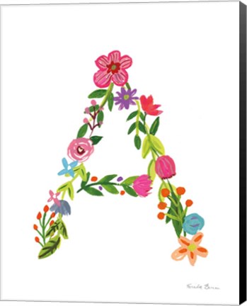 Framed Floral Alphabet Letter I Print