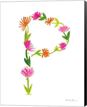 Framed Floral Alphabet Letter XVI Print