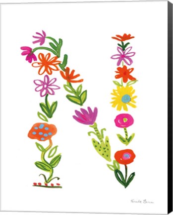 Framed Floral Alphabet Letter XIV Print