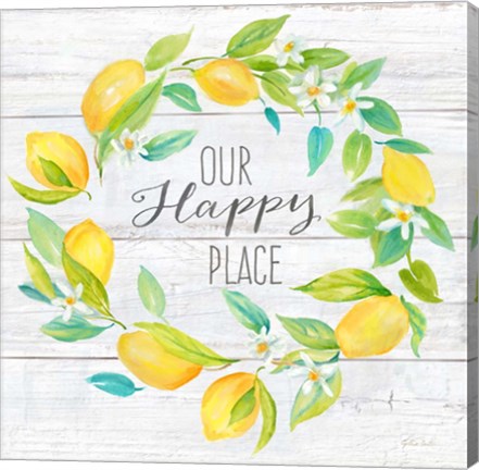 Framed Our Happy Place Lemon Wreath Print