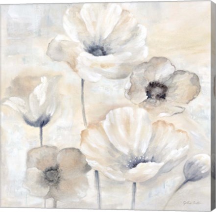 Framed Gray Poppy Garden I Print