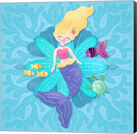 Framed Mermaid Blonde Hair Print