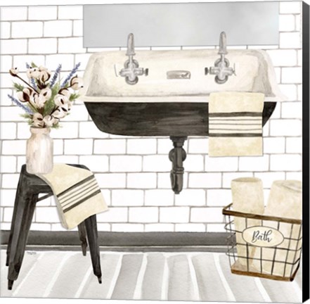 Framed Farmhouse Bath II Sink Print