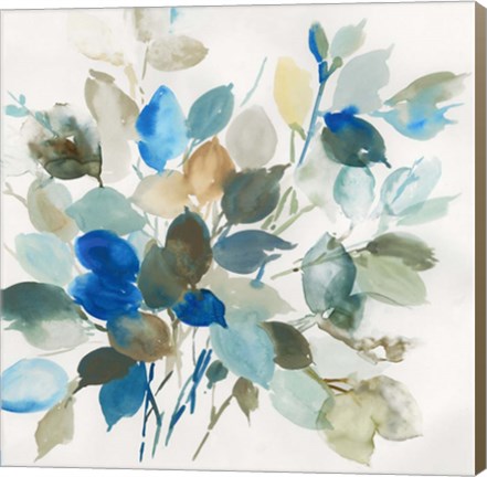 Framed Blue Leaves I Print