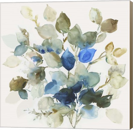 Framed Blue Leaves II Print