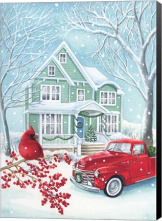 Framed Christmas Green House Print