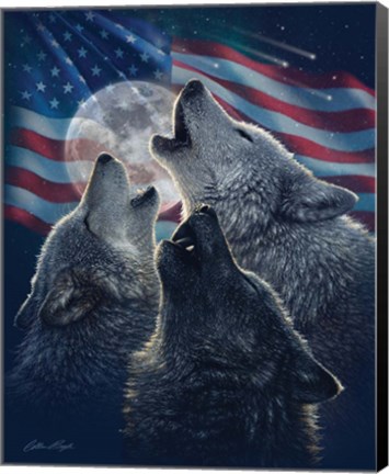 Framed Wolf Trinity Patriotic Print