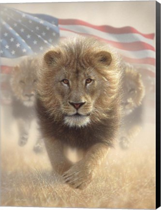 Framed Running Lions America Print