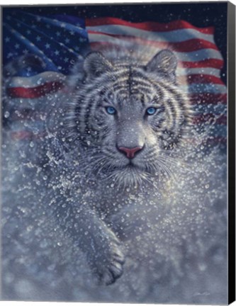 Framed White Tiger America Print