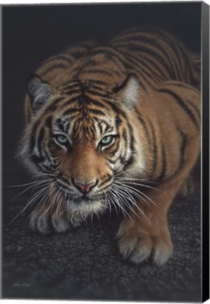 Framed Crouching Tiger - Vertical Print