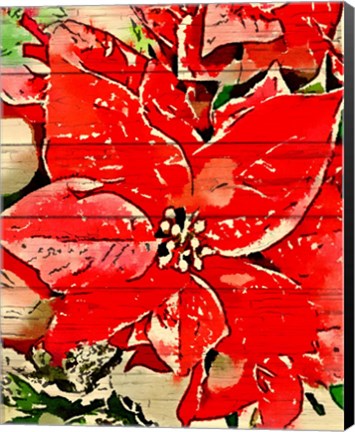 Framed Poinsettia Red Print